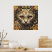 Majestic Katze mit Verzierten Blumendetails Poster (Küche)