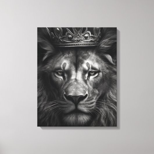 Majestic King Crown Lion Stretched Canvas Print Leinwanddruck (Vorderseite)