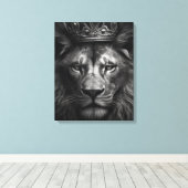 Majestic King Crown Lion Stretched Canvas Print Leinwanddruck (Insitu (Holzboden))