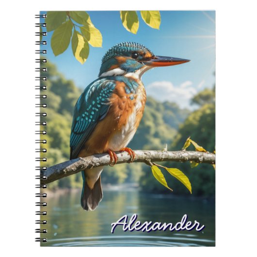 Majestic Kingfisher, Wild Bird Nature Landschaftli Notizblock (Vorderseite)