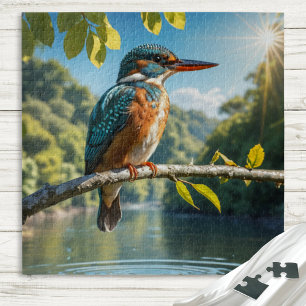 Majestic Kingfisher, Wilder Vogel am Fluss in der  Puzzle