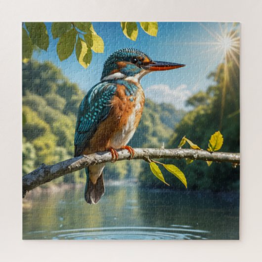 Majestic Kingfisher, Wilder Vogel am Fluss in der Puzzle (Vertikal)