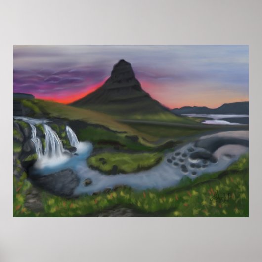 Majestic Kirkjufell: Isländische Landschaft Panora Poster (Vorne)