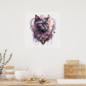 Majestic Kitty Cat Illustration Poster (Küche)