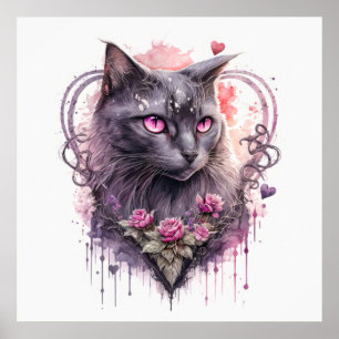 Majestic Kitty Cat Illustration Poster