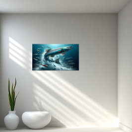 Majestic Lachs während Mondlicht Tanz 16x12 Poster