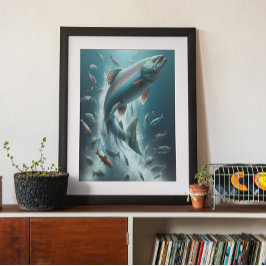 Majestic Lachs während Mondlicht Tanz 18x24 Poster