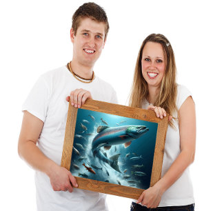 Majestic Lachs während Mondlicht Tanz 24x18 Poster