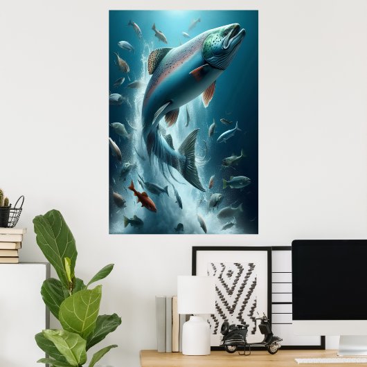 Majestic Lachs während Mondlicht Tanz 24x36 Poster (Heimbüro)
