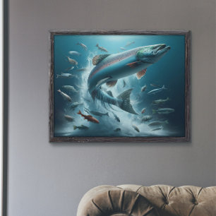 Majestic Lachs während Mondlicht Tanz 36x24 Poster