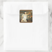 Majestic Lady Justice in verkettetem Glas Design Quadratischer Aufkleber (Tasche)
