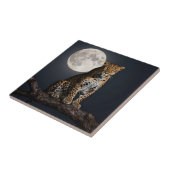 Majestic Leopard and Full Moon   Fliese (Seite)