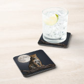 Majestic Leopard and Full Moon Getränkeuntersetzer (Rechte Seite)