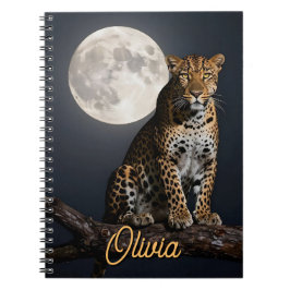 Majestic Leopard and Full Moon Personalized Notizblock