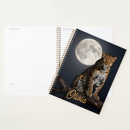 Majestic Leopard and Full Moon Personalized Planer (Anzeige)