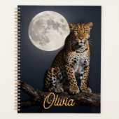 Majestic Leopard and Full Moon Personalized Planer (Vorderseite)