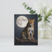 Majestic Leopard and Full Moon  Postkarte (Stehend Vorderseite)