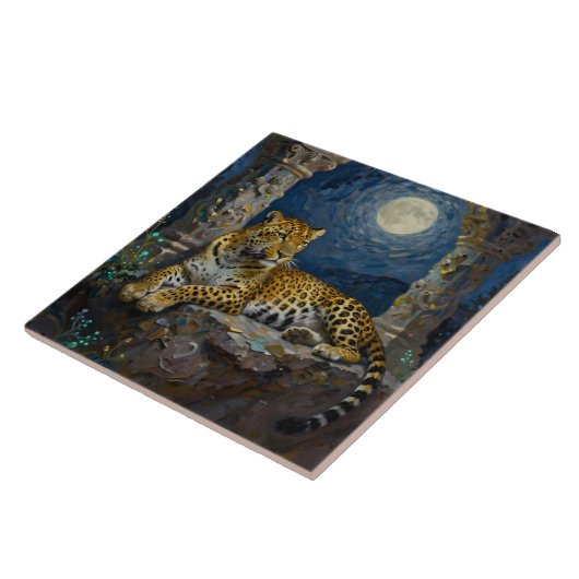 Majestic Leopard on Cliff Ledge Fliese (Seite)