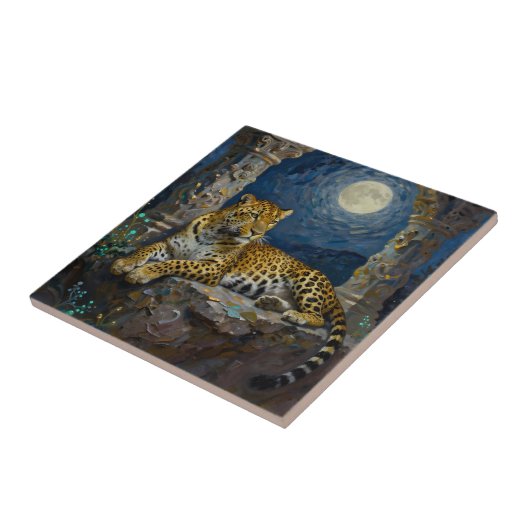 Majestic Leopard on Cliff Ledge  Fliese (Seite)