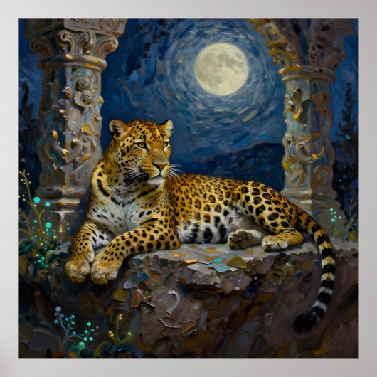 Majestic Leopard on Cliff Ledge   Poster (Vorne)