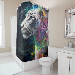 Majestic Leopard Swirling Colors Duschvorhang