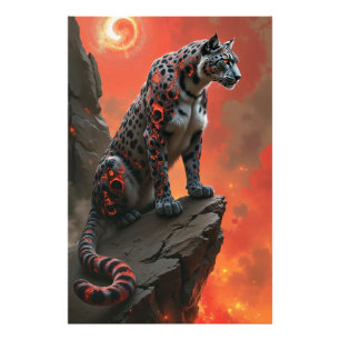 Majestic Leopard under Fiery Sky Fotodruck