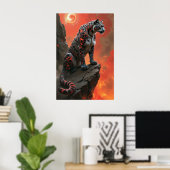 Majestic Leopard under Fiery Sky Poster (Heimbüro)