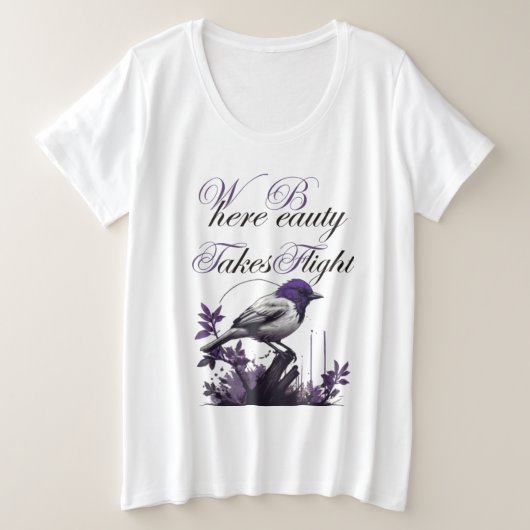 Majestic Lila Bird Scene | Die Schönheit der Natur Große Größe T-Shirt (Design vorne)