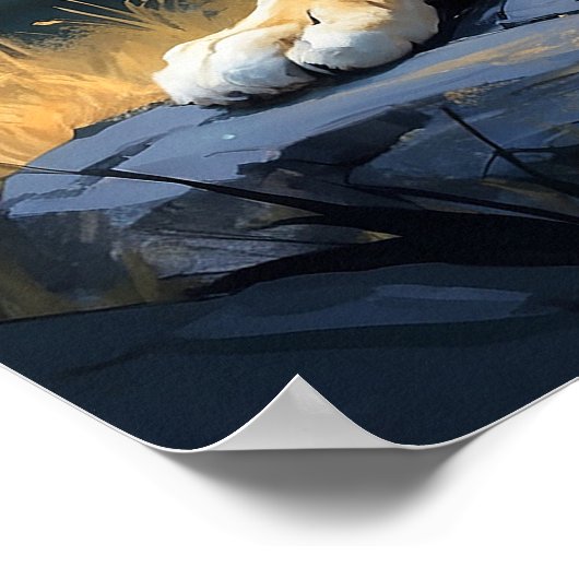 Majestic Lion am Abend mit Sternen und Mondglauben Poster (Ecke)