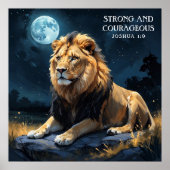 Majestic Lion am Abend mit Sternen und Mondglauben Poster (Vorne)