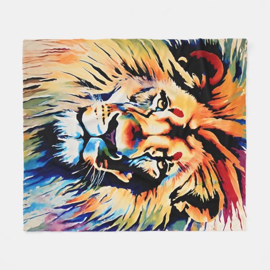 Majestic Lion Art, Leinwand oder Poster, Tierdekor Fleecedecke (Vorderseite (Horizontal))