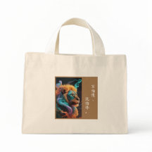 Majestic Lion Chinese Calligraphy Tote Bag