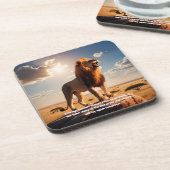 Majestic Lion Courage Inspiriere Motivierend Getränkeuntersetzer (Linke Seite)