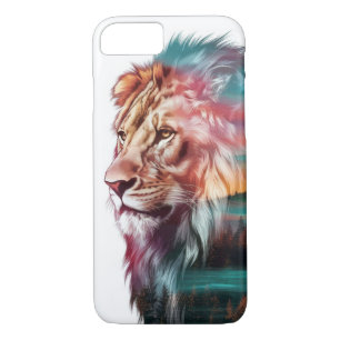 Majestic Lion Doppelbelichtung mit Natur lebendig Case-Mate iPhone Hülle