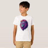 Majestic Lion Face Bedruckter T - Shirt - Round Ne (Vorne ganz)