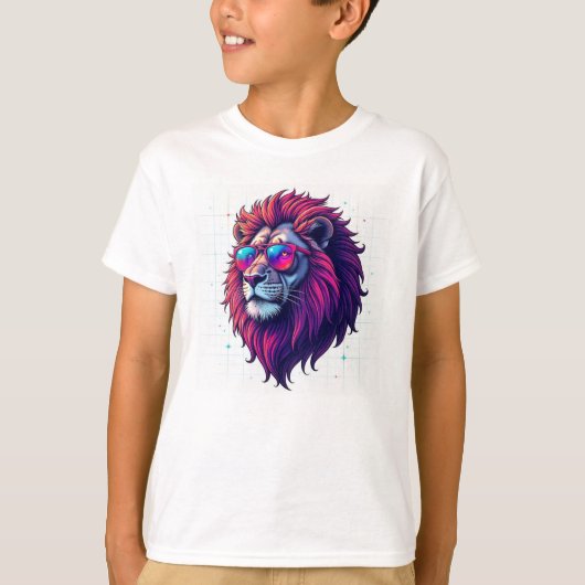 Majestic Lion Face Bedruckter T - Shirt - Round Ne (Vorderseite)