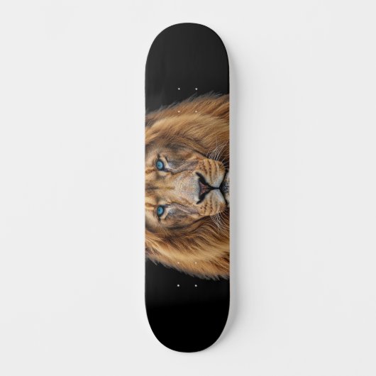 Majestic Lion Face with Blue Eyes | Wildlife Anima Skateboard (Vorderseite)