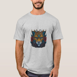 Majestic Lion Floral Art T - Shirt