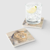 Majestic lion Foto Steinuntersetzer (Seitenansicht)