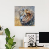 Majestic Lion Fotografy Modern Watercolor Poster (Heimbüro)
