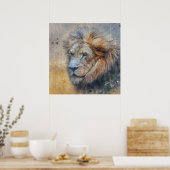 Majestic Lion Fotografy Modern Watercolor Poster (Küche)