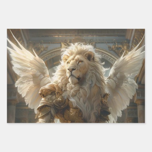 Majestic Lion Gebet Krieger Dekoupage Geschenkpapier Set (Vorderseite 2)