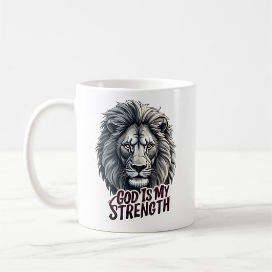 Majestic Lion God ist meine Kraft auf dem Glauben Kaffeetasse (Links)