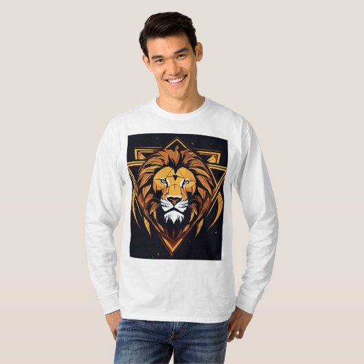 "Majestic Lion Graphic White T - Shirt" T-Shirt (Vorne ganz)