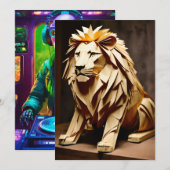 "Majestic Lion Greeting Card" Feiertagskarte (Vorne/Hinten)