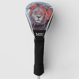 Majestic Lion Head in Rot und Blau mit Monogramm Golf Headcover