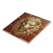 Majestic Lion Head mit Golden Border Keramik Tile Fliese (Seite)