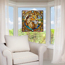Majestic Lion Imitats gestanztes Glas Fensteraufkleber