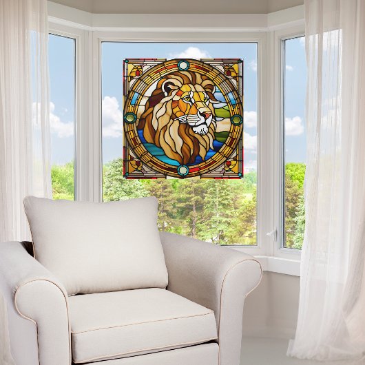Majestic Lion Imitats gestanztes Glas Fensteraufkleber