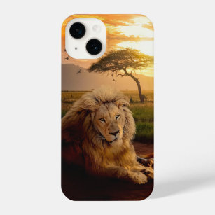 Majestic Lion in Afrika bei Sonnenuntergang iPhone 14 Hülle